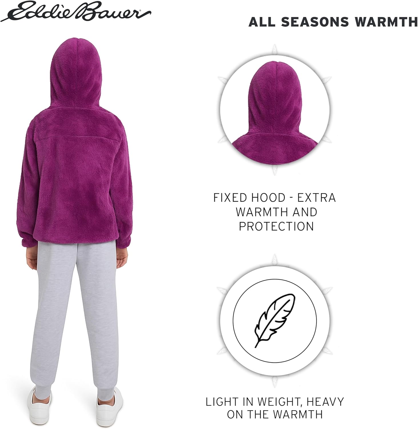 Eddie Bauer Girls' Quest Plush High Pile Faux Sherpa Hooded Jacket - Image 5