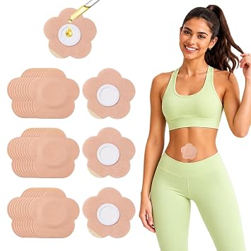 50PCS Castor Oil Patches, Self-Adhesive Carrier Patches for Castor Oil, Large Size Breathable Cotton Patches for Belly Button & Body, Secure Fit, Easy No-Mess Application