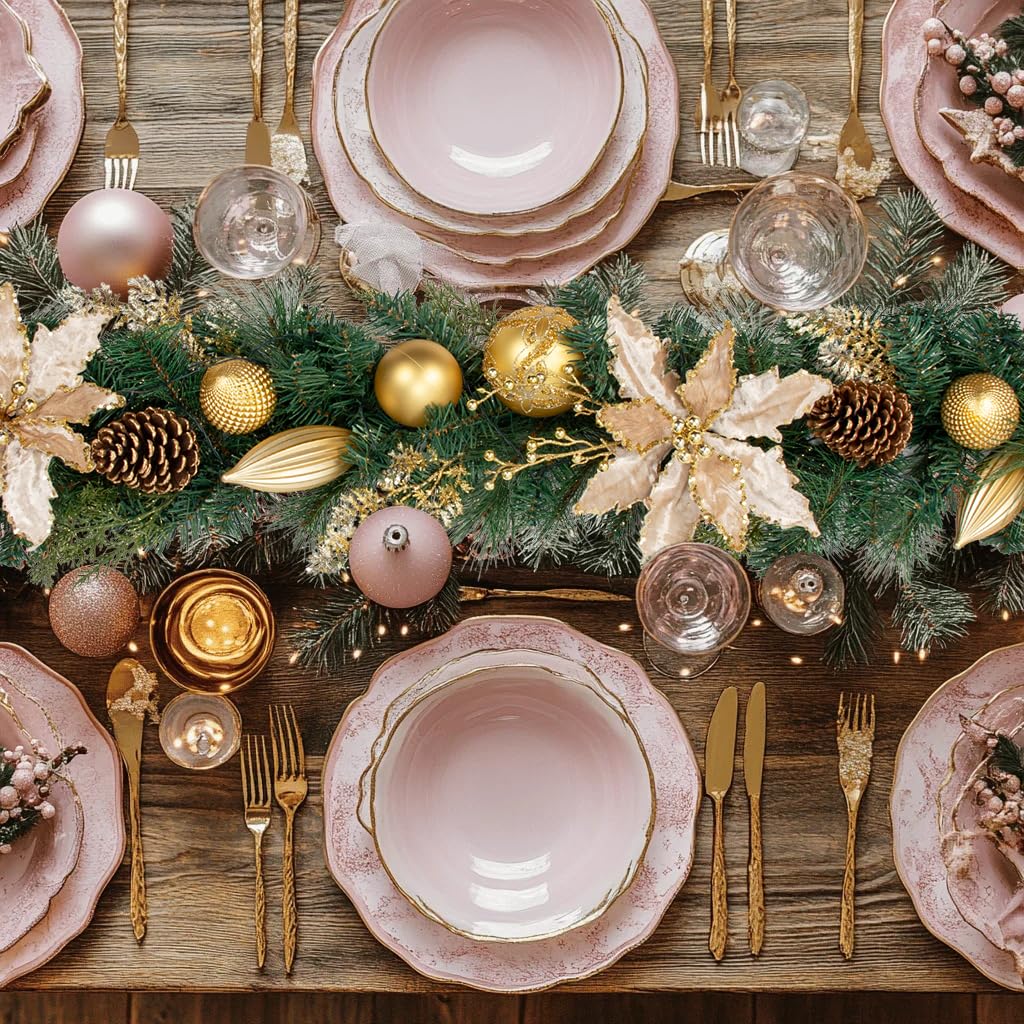 183cm Weihnachtsgirlande mit Dekorative Weihnachtskugeln und Weihnachtsmagnolie, Tannenzapfen Weihnachtsdeko Türkranz für Feste Advent, Hauswandbehang oder Weihnachtsdekoration