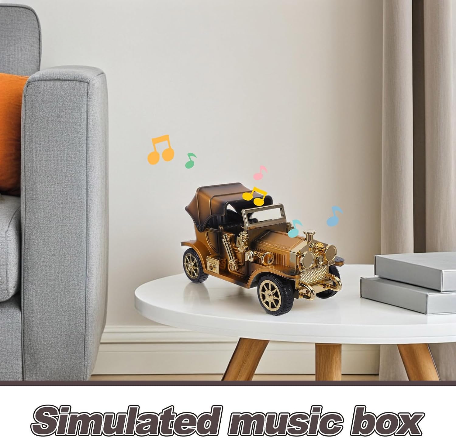 Vintage Car Model Music Box, Rustic Plastic Decor for Office Xmas image 3