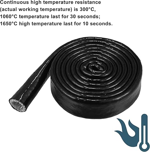 Miniatura 13 de X AUTOHAUX Cinta de fibra de vidrio recubierta de silicona con funda de fuego de 5/8 pulgadas de identificación x 10 pies para líneas de manguera