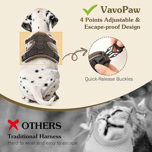 Miniatura 4 de VavoPaw Juego de arnés y correa para caminar, arnés ajustable con tira reflectante de malla transpirable, chaleco de seguridad suave a prueba de