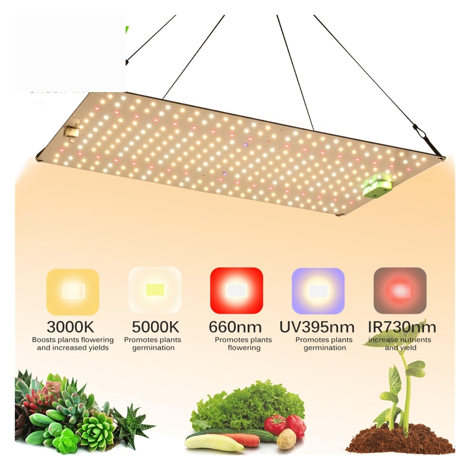 Lámpara de Cultivo, Luz LED de Cultivo Regulable de Espectro Completo, lámpara cuántica con Chip LM281B, 65W, 85W, 100W, 120W, 150W, for Plantas con Modo Veg/Bloom(QBXK1500Pro)