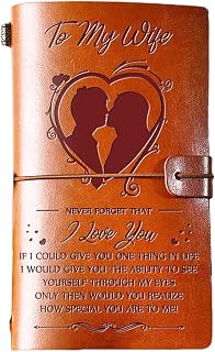 To My Wife Leather Journal from Husband, Refillable Journal Notebooks, Travel Diary Anniversary Wedding Birthday Gift for Wife from Husband