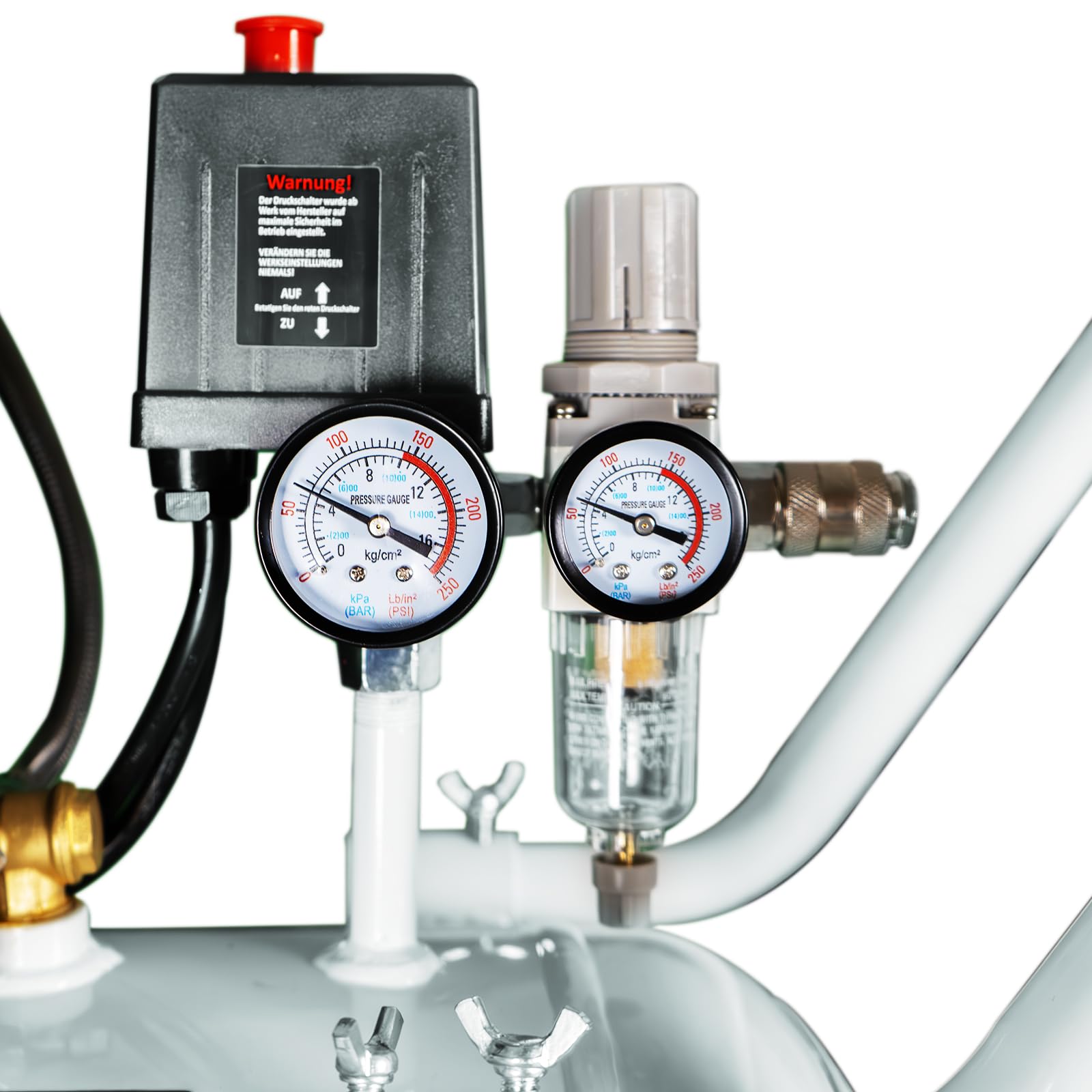 KnappWulf Compresor silencioso, 10 bar, 70 L, 3000 W, 4 PS, 69 dB, 512 l/min, caudal de aire, con separador de agua, silencioso, 230 V, compresor de aire KW6070, motores sin escobillas