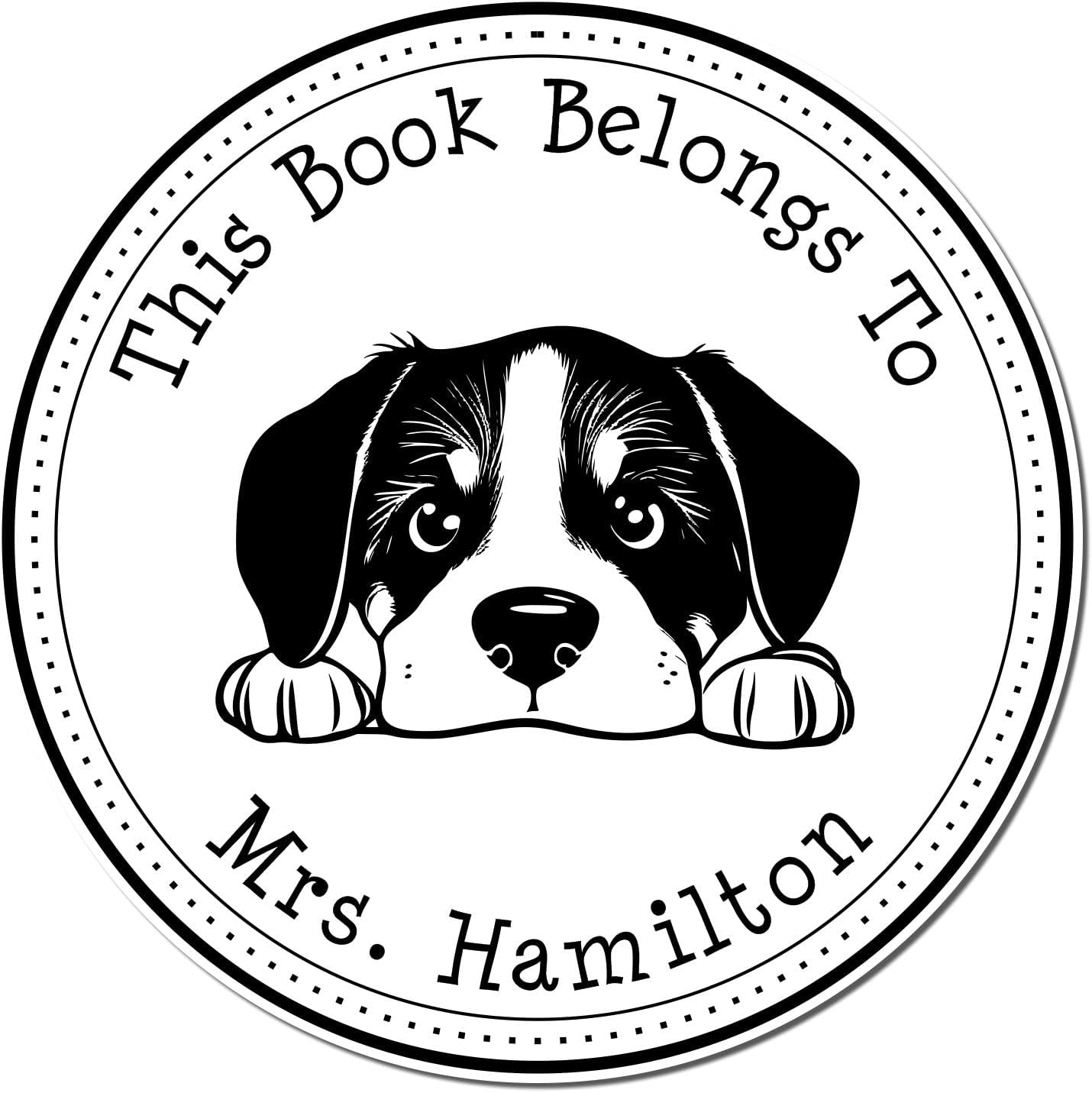 Greater Swiss Mountain Dog Stamp - Custom Designed 1-5/8 in Diameter Book Stamp with Wood Handle, Ideal for Personalizing Books, Use with Ink Pad - Unique Greater Swiss Mountain Dog Design