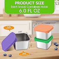 Vista 2 de Paquete de 5 recipientes de acero inoxidable de 6 onzas, recipiente pequeño de metal para almacenamiento de alimentos con tapas de silicona