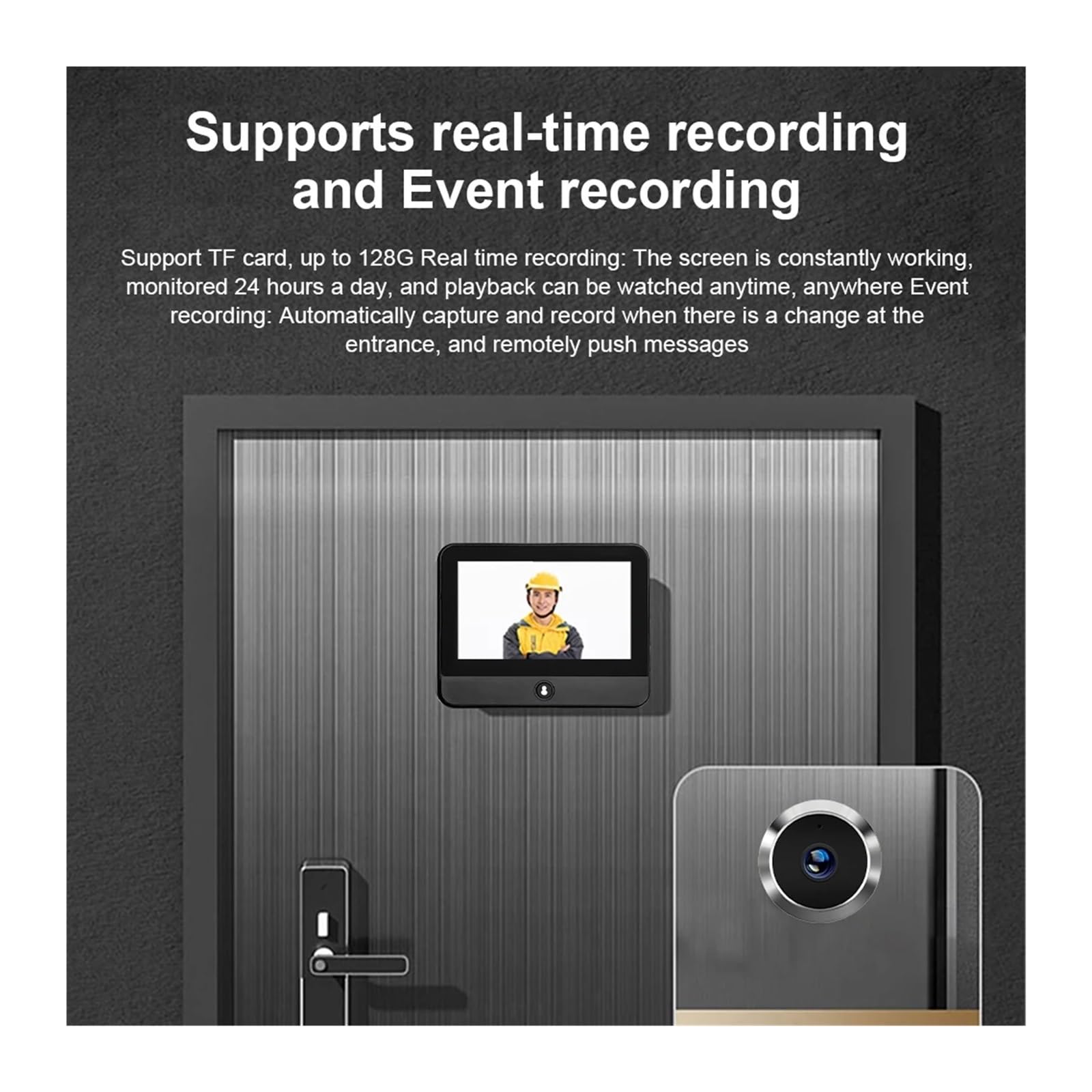 1080P Smart Tuya 2.4G WiFi Mini kamera ochrony Radar mikrofalowy wykrywanie ludzi cyfrowy wizjer drzwi bezprzewodowy dzwonek do drzwi dla domu (Size : Door Camera 64G)