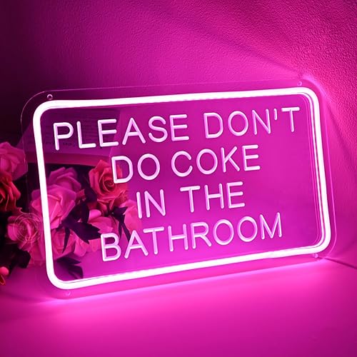 Miniatura 6 de Planzo Letrero de neón LED rosa con texto en inglés Please Dont Do Coke In The Bath para el hogar dormitorio baño sala de juegos bar tienda