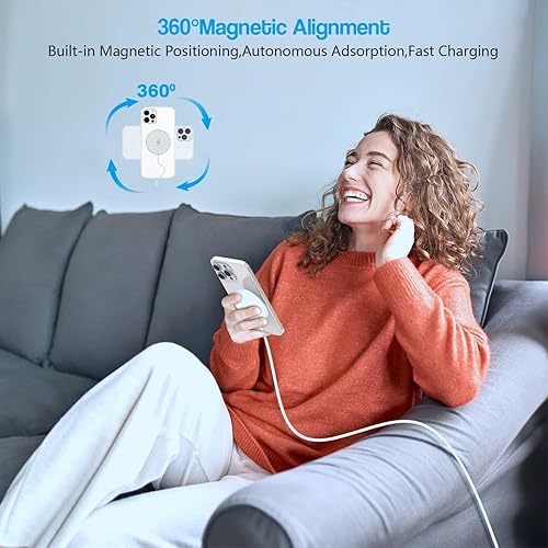 Miniatura 6 de Cargador inalámbrico magnético de 10 pies, cargador rápido Apple Mag-Safe de 15 W para iPhone 171615 PD con USBC Apple bloque de carga rápida de 10