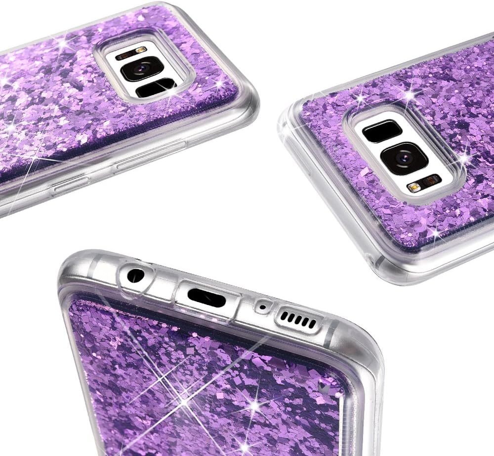 Galaxy S8 Case, Caka Galaxy S8 Glitter Case Luxury Fashion Bling Flowing Liquid Floating Sparkle Glitter Soft TPU Case for Samsung Galaxy S8 (Purple)