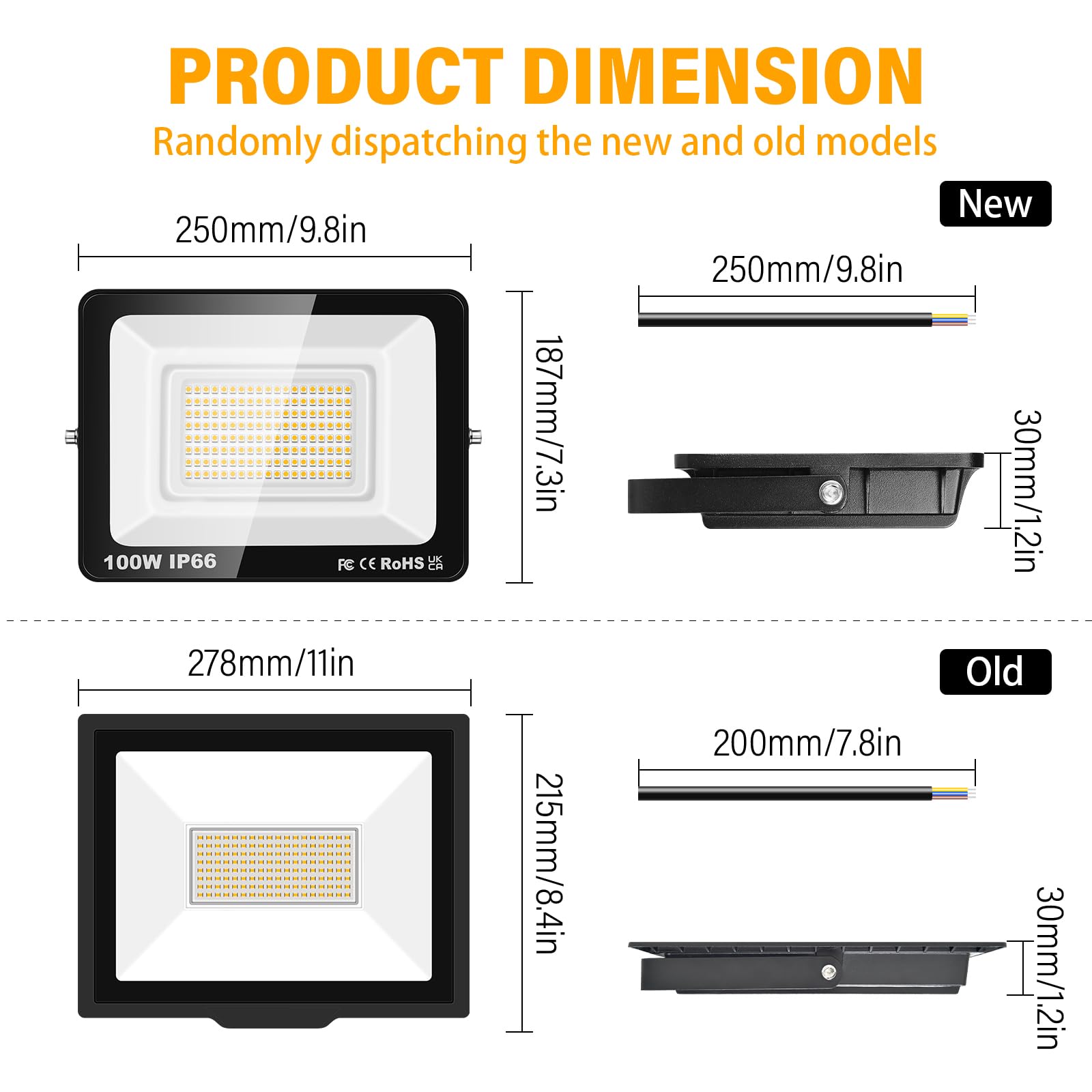 Willpower LED Security Lights Outdoor 100W 10000LM LED Floodlights IP66 Waterproof Warm White 3000K 85V-265V Wall Light for Garden Backyard Garage Back Door Yard Lawn Court Patio - Image 2