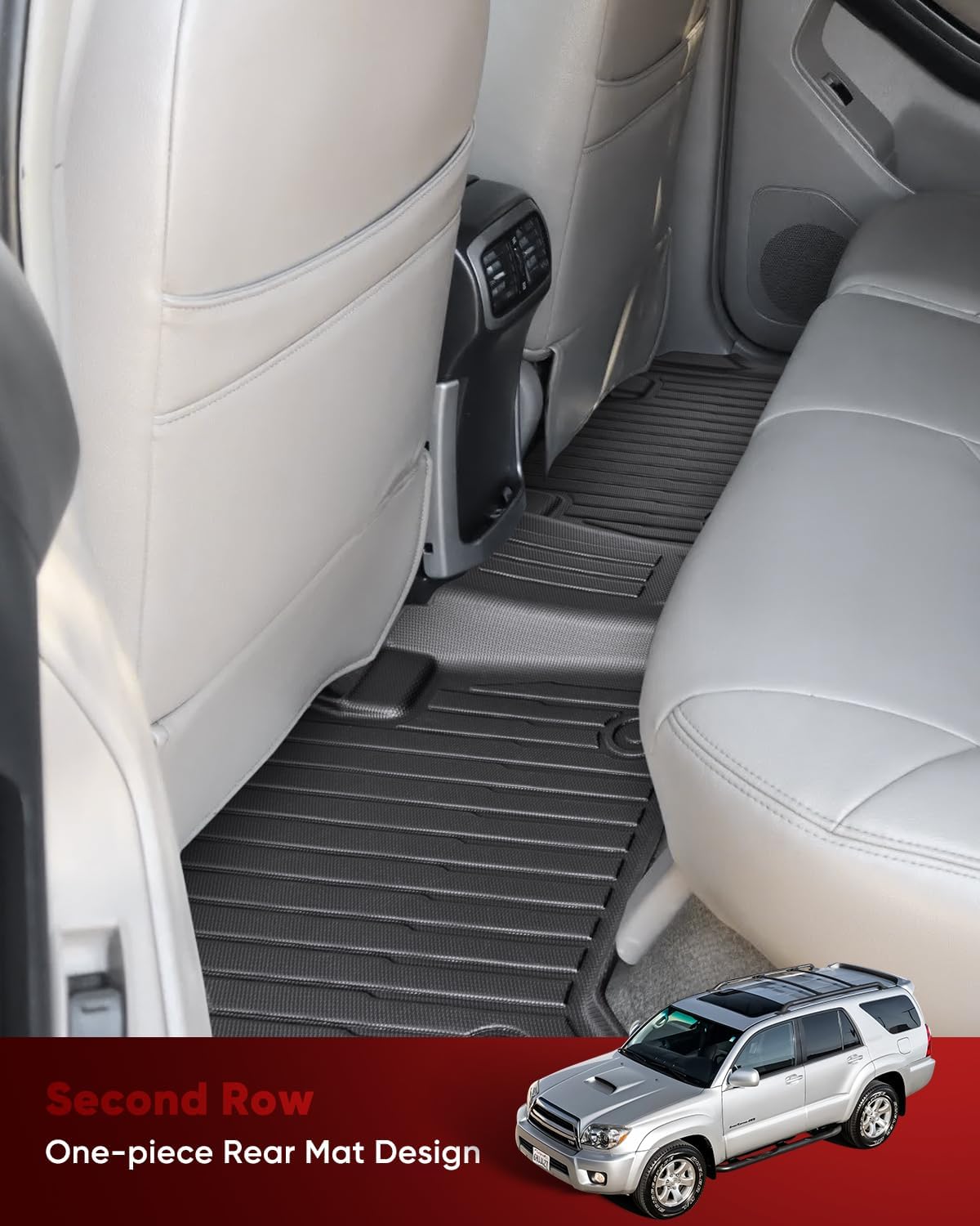 Car Accessories for Toyota 4Runner 2003-2009 Floor Mats, All Weather Front Rear Floor Liners for 4 Runner 2003 2004 2005 2006 2007 2008 2009 SUV Black Rubber Trunk Carpet Automotive Accessories 3PCS