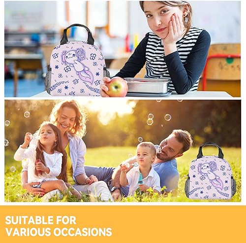 Miniatura 10 de Axolotl - Lonchera reutilizable personalizada, bolsas de almuerzo con aislamiento medio con correa para el hombro, lonchera Kawaii para mujeres,