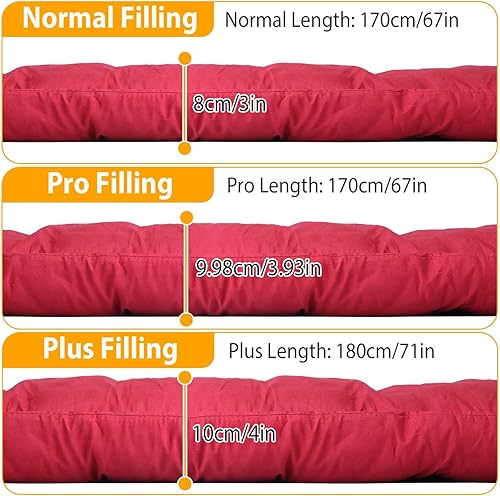 Vista 37 de iMounTEK Cojines para silla de salón de 67 x 22 x 4 pulgadas, cojín grueso para tumbona reclinable, mecedora, cojín para sofá o silla, cojín