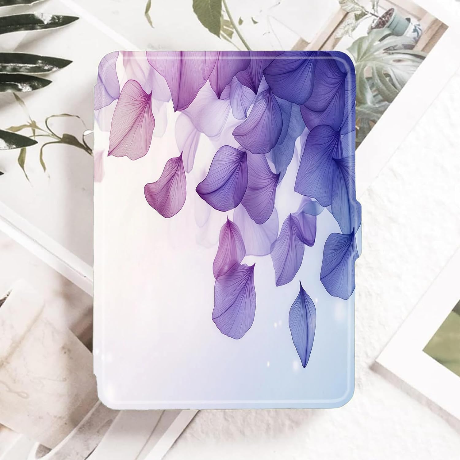 Case for Kindle Oasis Protective Cover with Auto Sleep Wake Only Fits 7 Inch Kindle Oasis(10th 2019 Release & 9th 2017 Release),Purple Transparent Leaves
