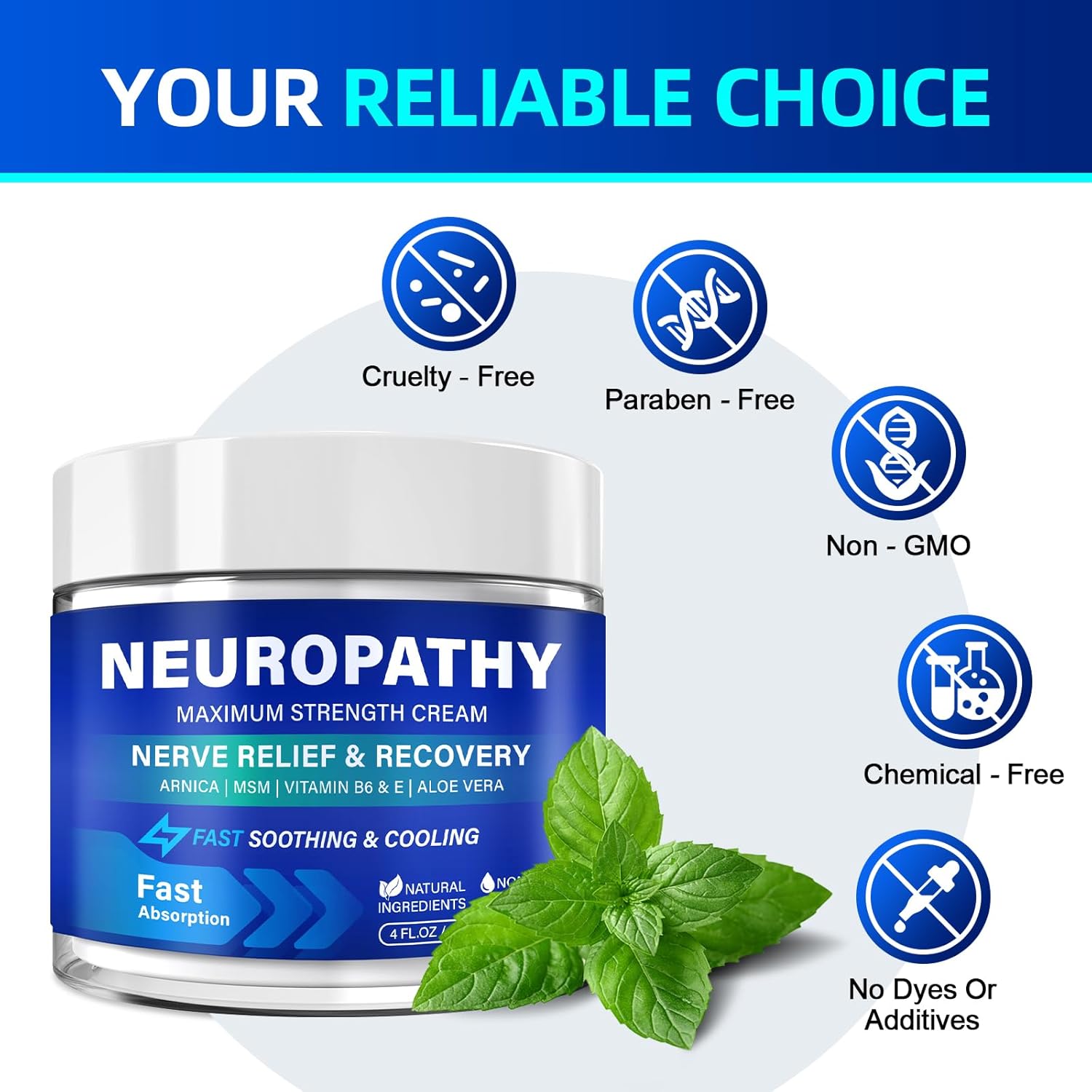 Neuropathy Nerve Relief Cream, Large 4 Oz, Nerve Savior for Neuropathy-Maximum Strength for Feet, Hands, Legs ＆ Toes, Neuropathy Cream with Arnica, Vitamin B6, Aloe Vera ＆ MSM, 120 ml