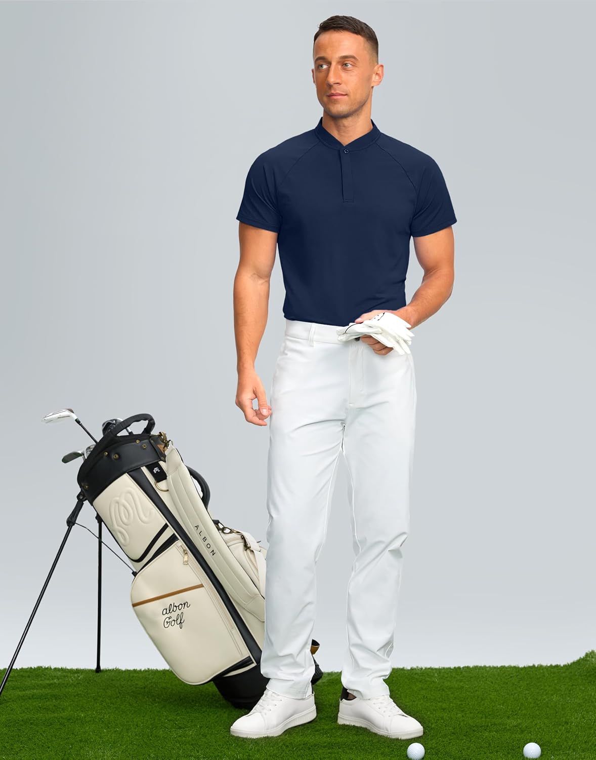 Viodia Mens Golf Shirts Collarless Quick Dry Summer Shirt Casual Short Sleeve Moisture Wicking Polo T Shirts - Image 3