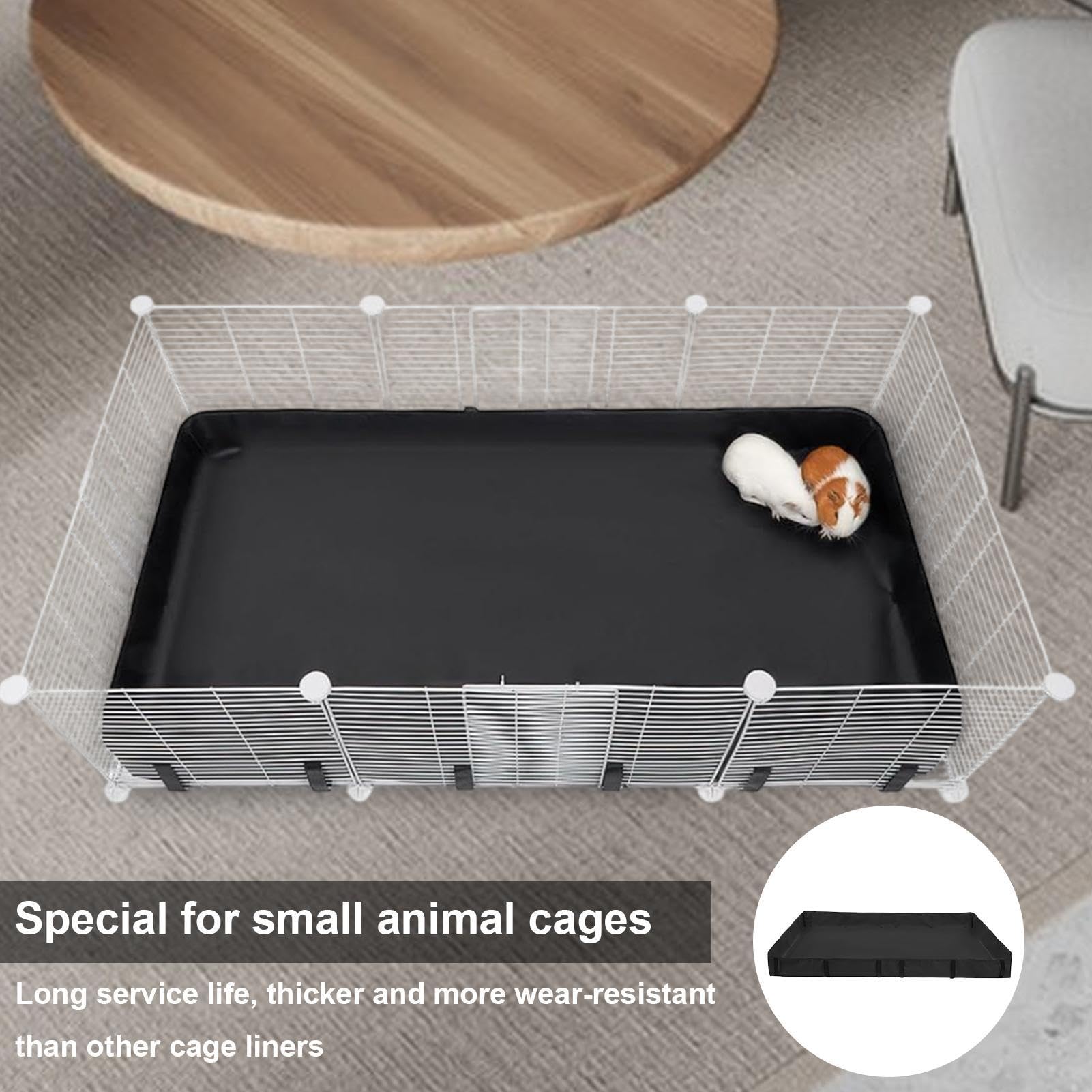 Generisch Fondo gabbia impermeabile per piccoli animali – Rivestimento lavabile in PVC con bordi rialzati e chiusure a gancio e anello – Tappetino di contenimento per porcellini, conigli e criceti