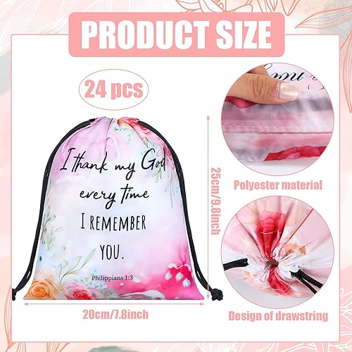 Miniatura 2 de Hosuly 24 mochilas religiosas de versículos bíblicos con cordón para sorteo cristiano, bolsa de regalo religiosa a granel, bolsa pequeña para