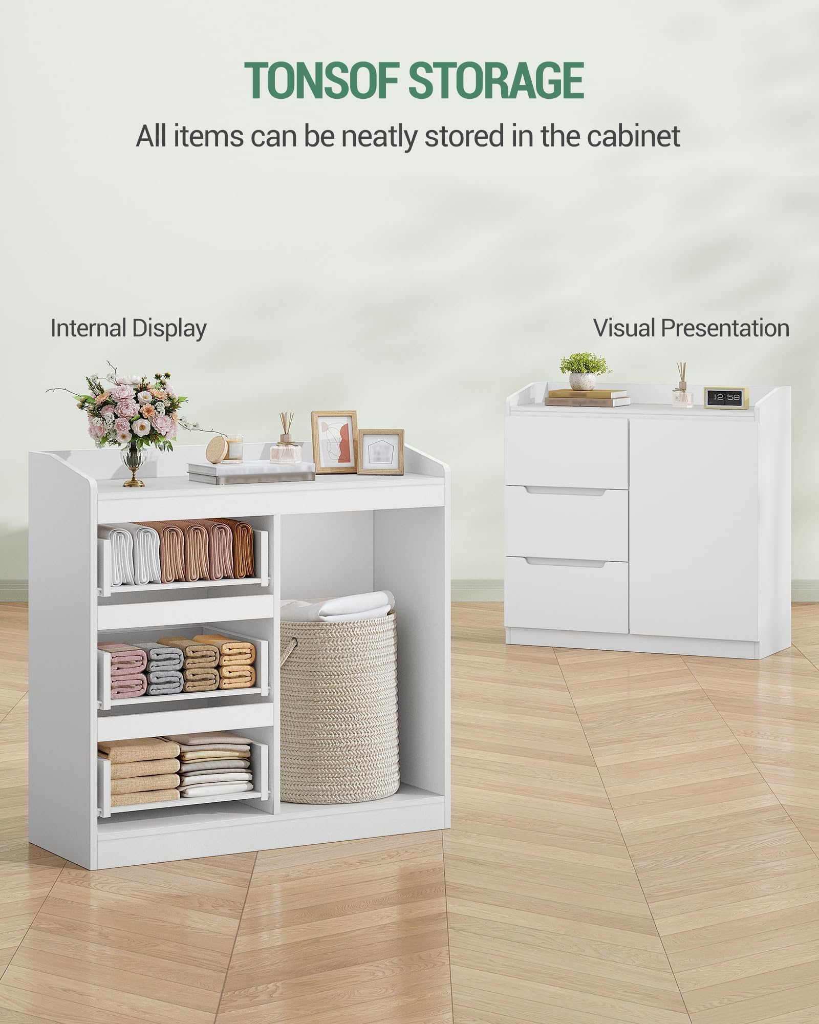 Hzuaneri Cassettiera, 3 cassetti, Cassettiera Camera da Letto con Piano di Lavoro, Mobile Ingresso, Stile Moderno, Adatto per Soggiorno, Camera da Letto, Corridoio, 40 x 80 x 87 cm, Bianco DC12303X