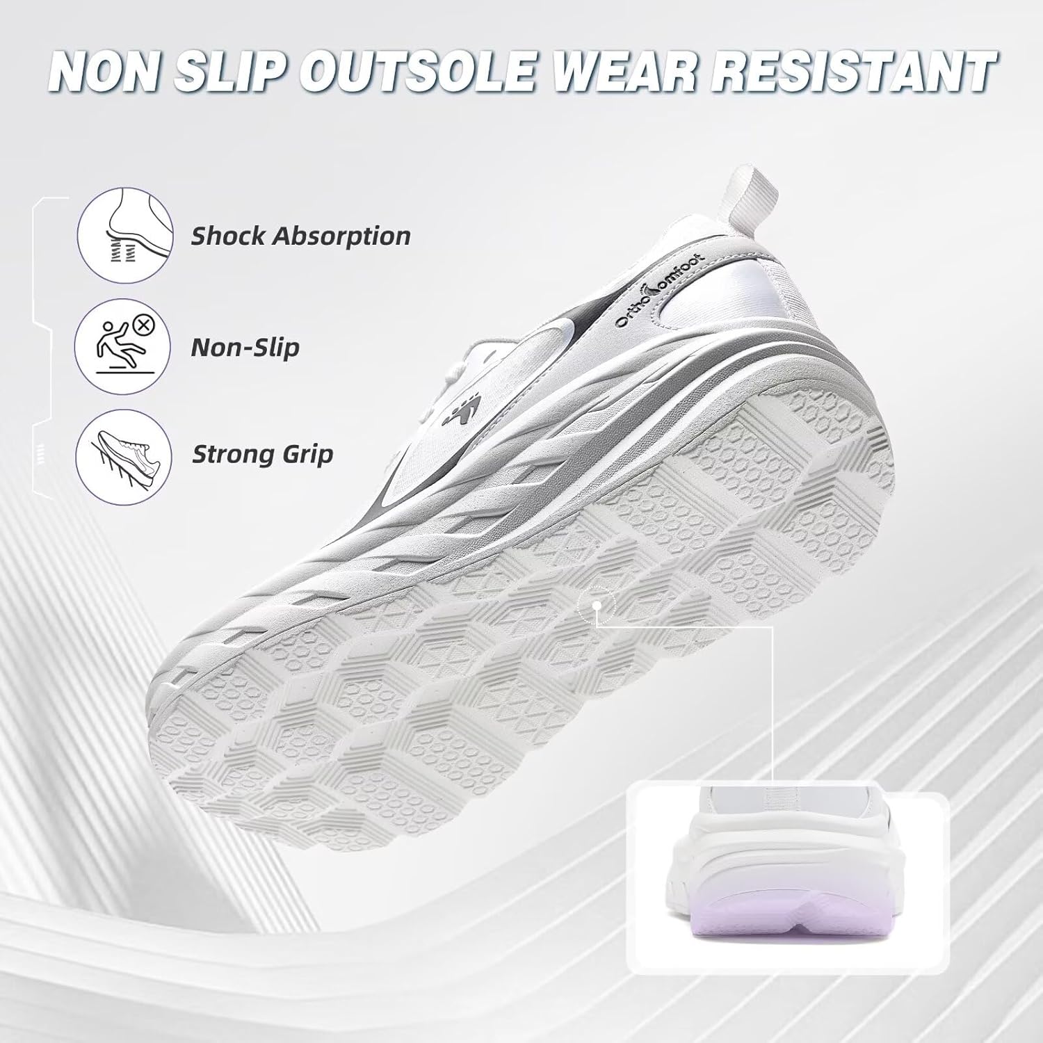 Women's Orthopedic Diabetic Wide Running Shoes: Comfortable Casual Arch Support Plantar Fasciitis Sports Sneakers, High Arch Orthotic Work Tennis Walking Shoes for Foot and Heel Pain Relief - Image 8