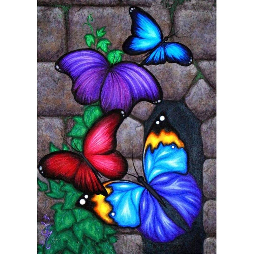 DIY 5D Diamond Painting for Adults by Number Kits Cross Full Round Drill for Home Wall Decor Flower Butterfly 11.8x15.7 in by Tangbr