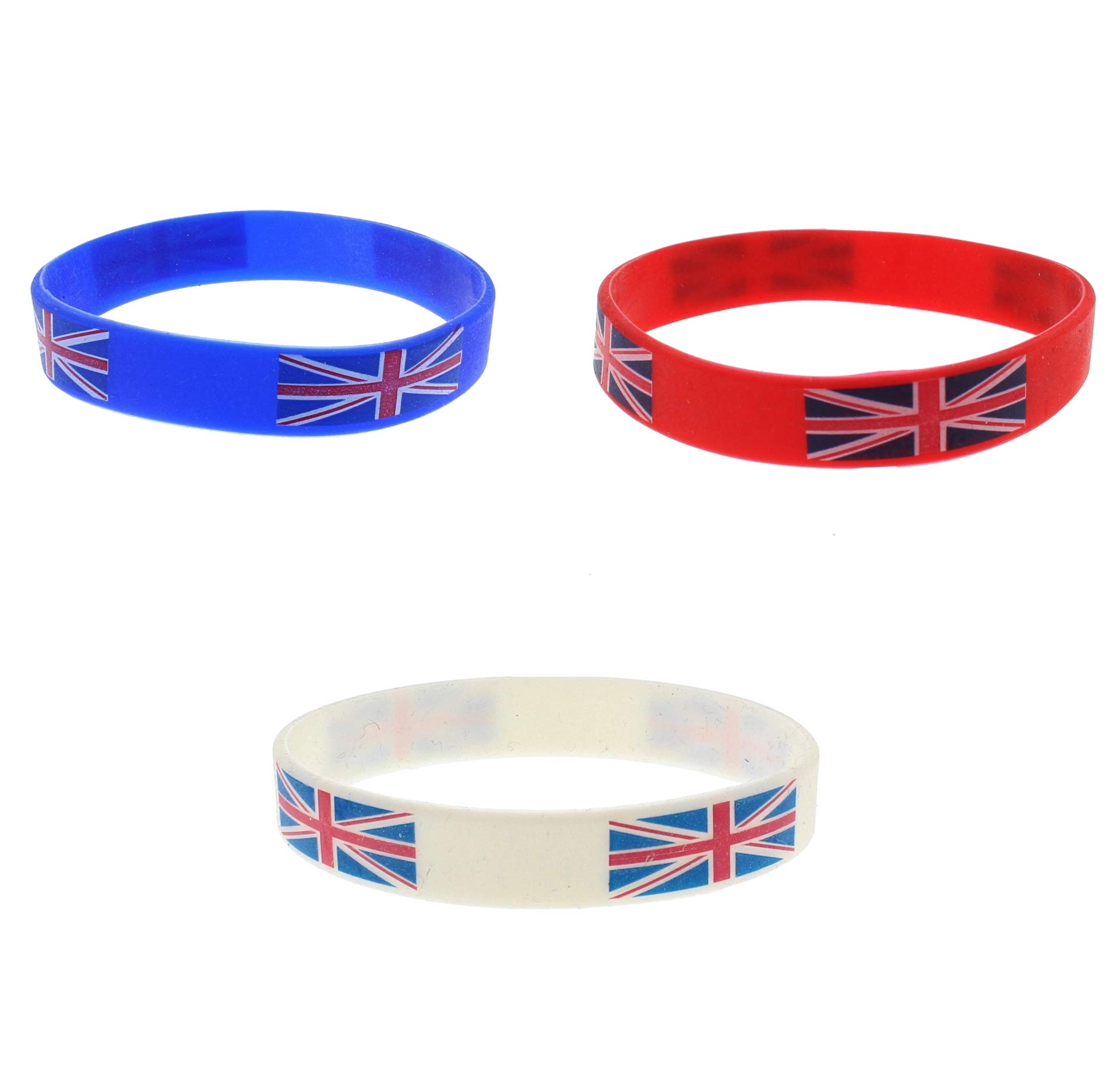 Zac's Alter Ego Set of 3 Assorted Colour Union Jack Silicon Bracelets