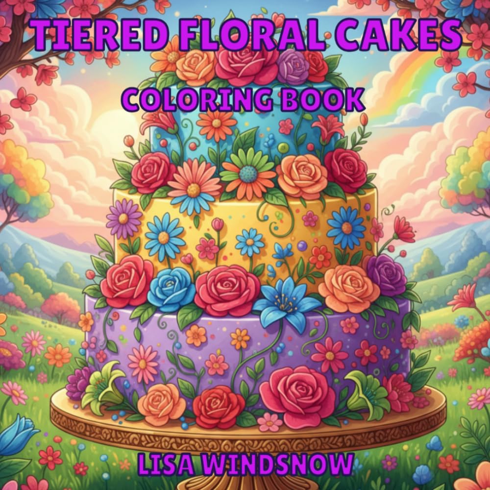 TIERED FLORAL CAKES: COLORING BOOK