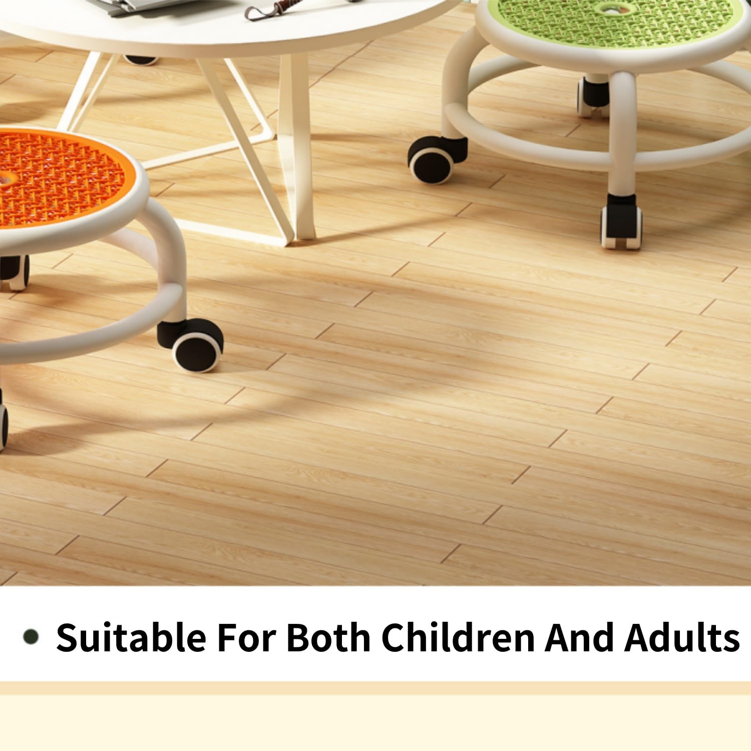 Tabouret Pivotant Rond Bas avec Roulettes Plastique Grey