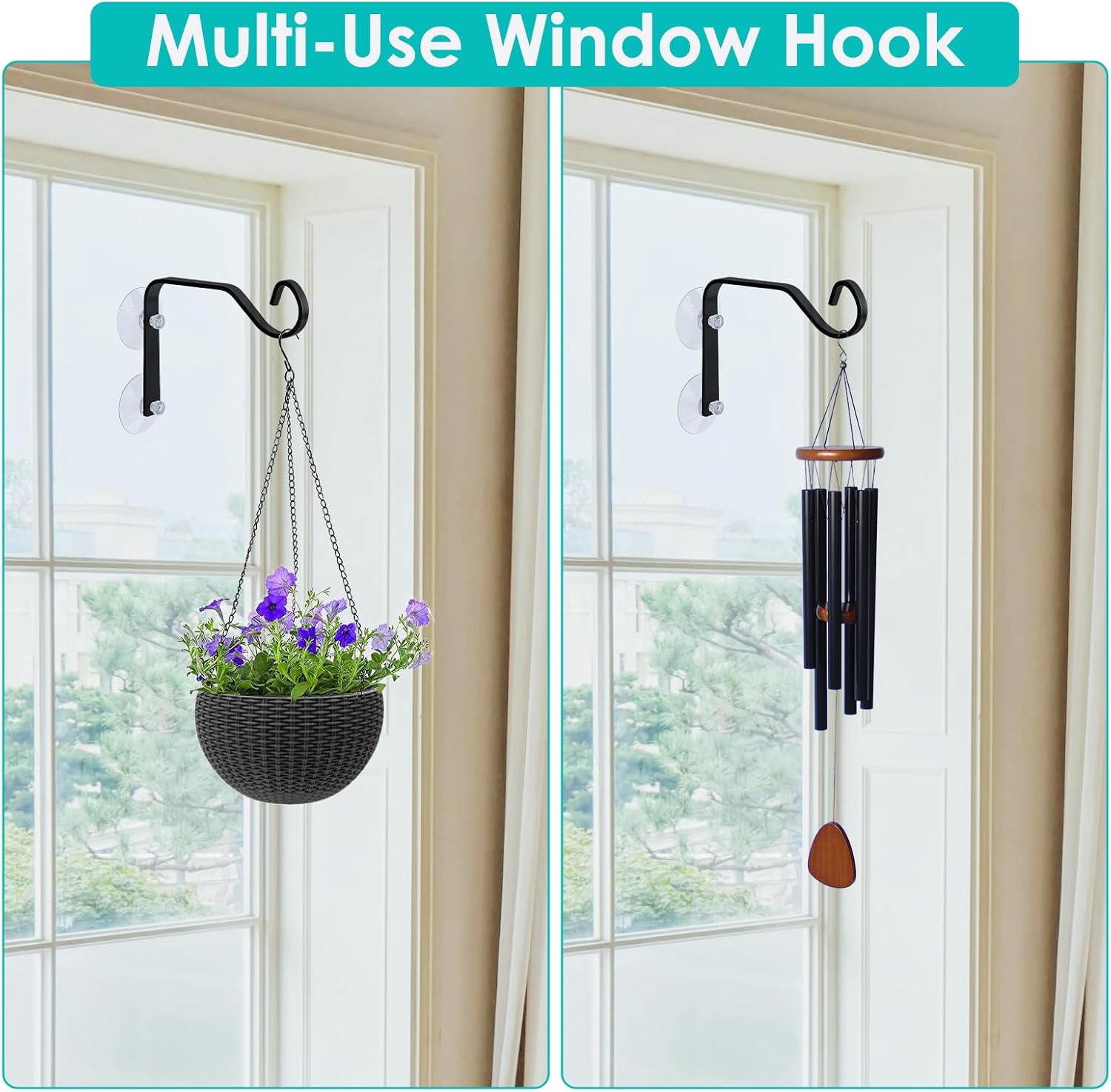 2 Pcs Heavy-Duty Window Suction Cup with Hanger, Window Mounted Wildlife, Hummingbird, Bird Feeders, Decorative Birdhouses, Wind Chimes & Plants, Strong Load-Bearing Hanging Hook - Image 7