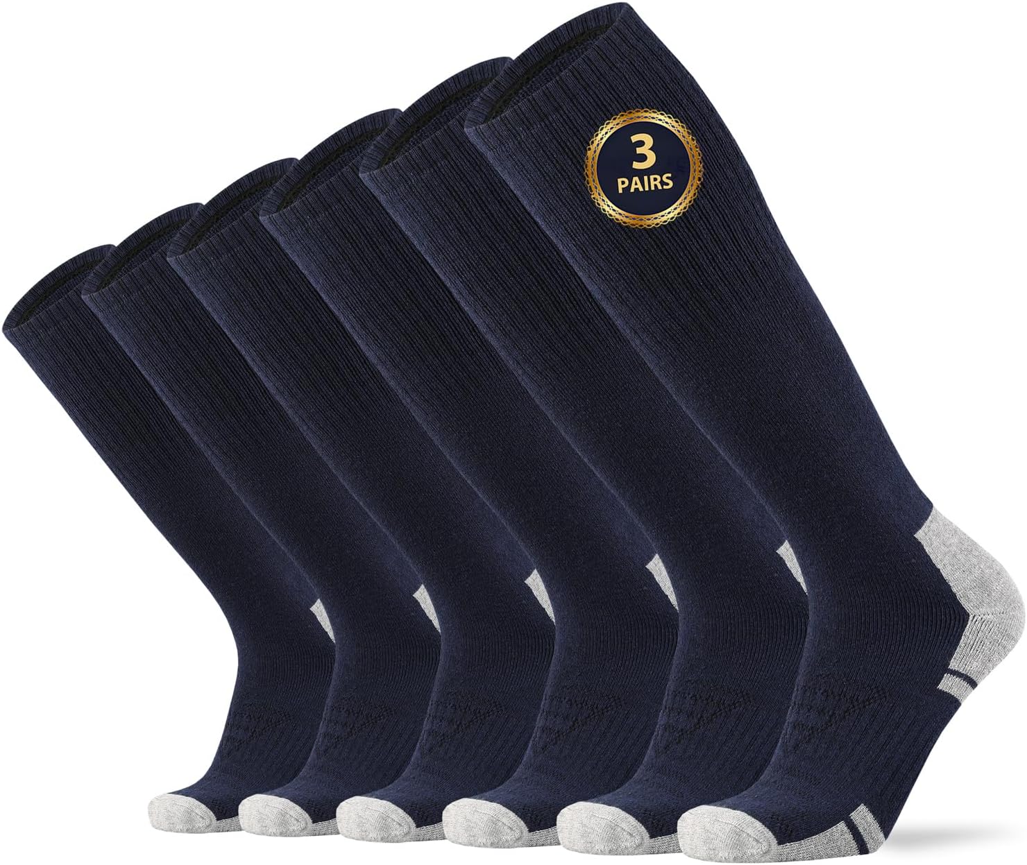 Ortis Cotton Full Cushion Over the Calf Socks OTC Knee High Thick Moisture Wicking Breathable Work Boot Thermal Warm