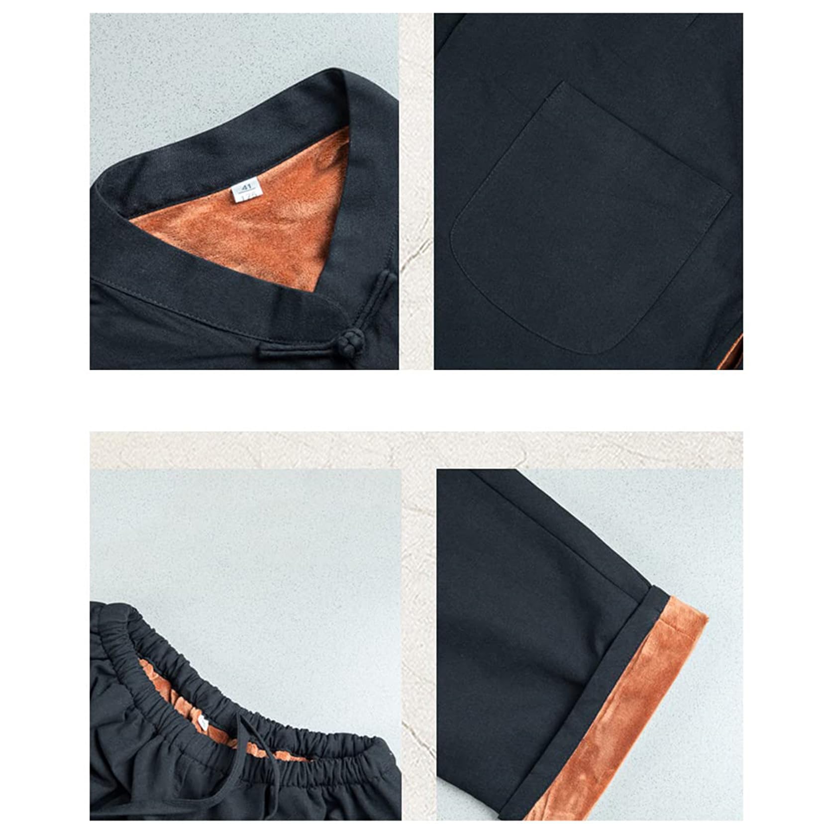 Traje Tang, Chaqueta gruesa de traje de tai chi for invierno, abrigos acolchados de algodón, ropa cálida de kung fu chino for hombre, pantalones(Blue_3XL)