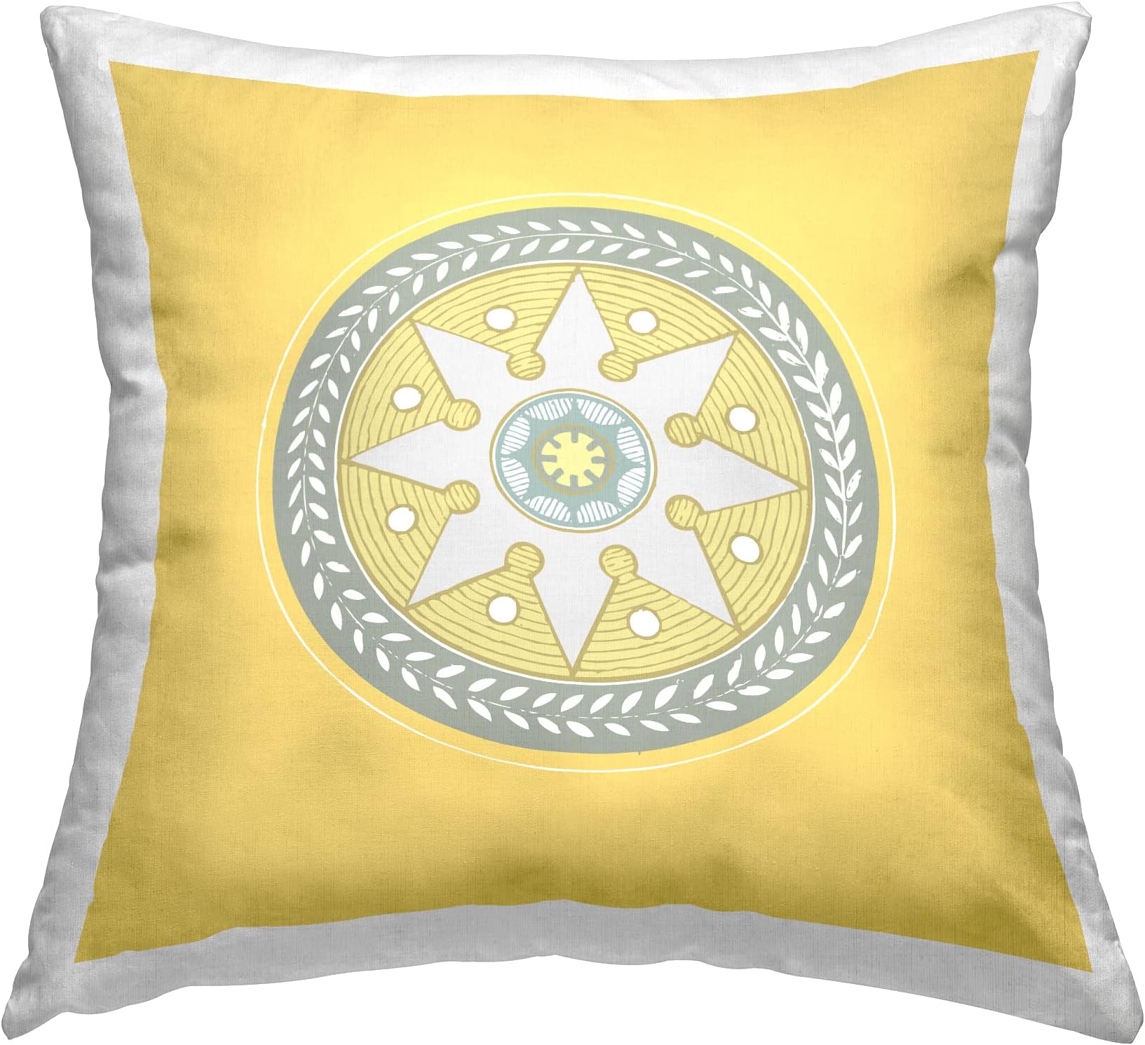 Stupell IndustriesYellow Medallion Shape Pattern Design by George Tygert Throw Pillow, 18 x 18