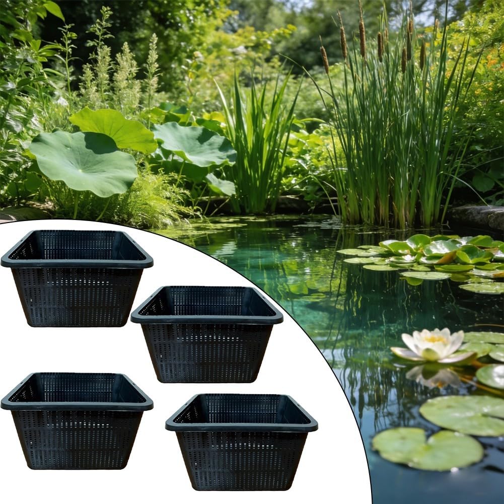 Cestino per piante acquatiche, grande rete idroponica da giardino, 22,822,813,2 cm, cestino per piante acquatiche, laghetti, acquari, verdure, contenitore per la coltivazione di verdure (2 pezzi)