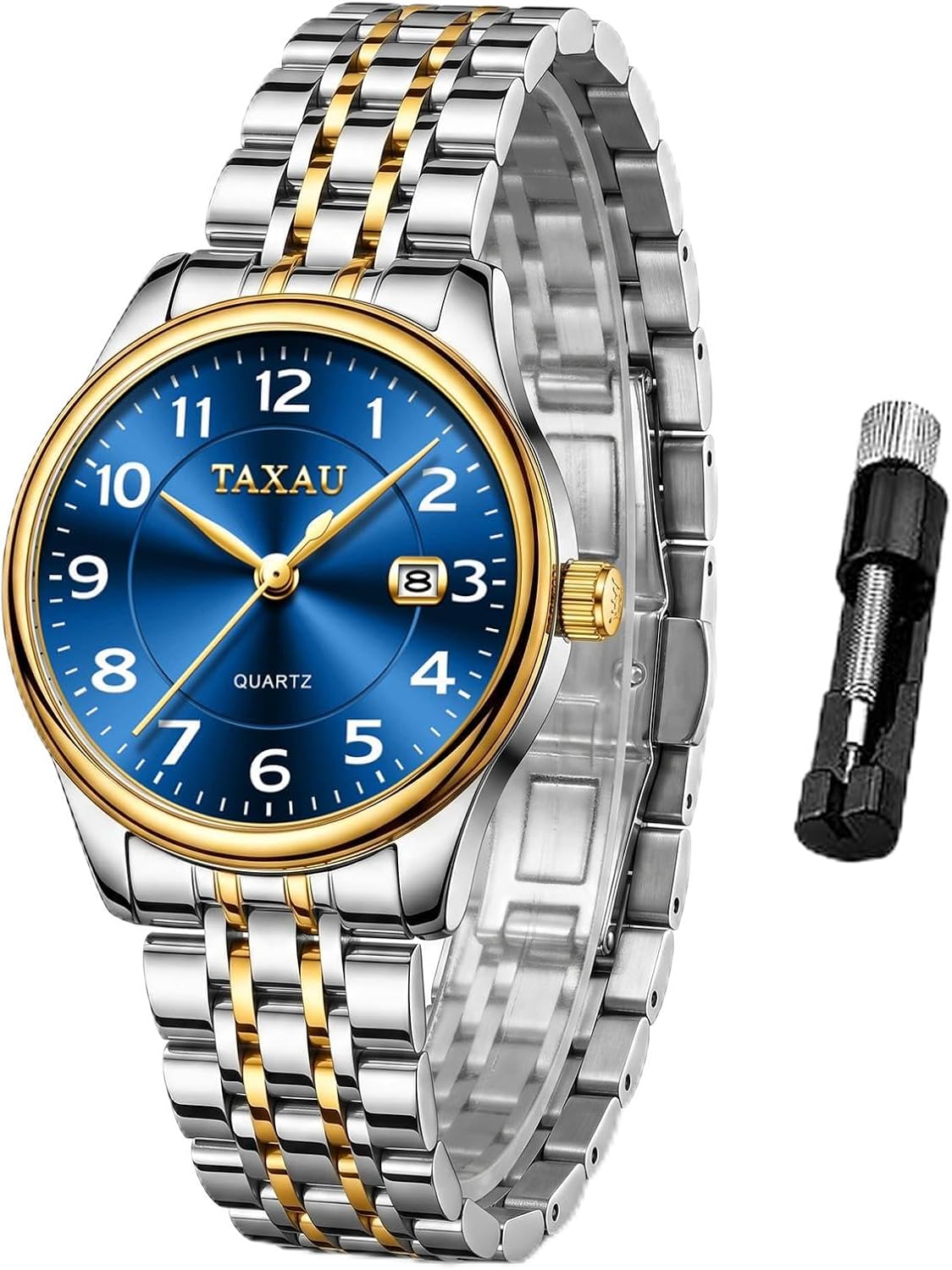 Taxau Watches for Women Luxury Fashion Dress Gold Silver Two Tone Stainless Steel Womens Watch Waterproof Small Simple Ladies Watch Dainty Analog Quartz Women's Wrist Watches Reloj para Mujer