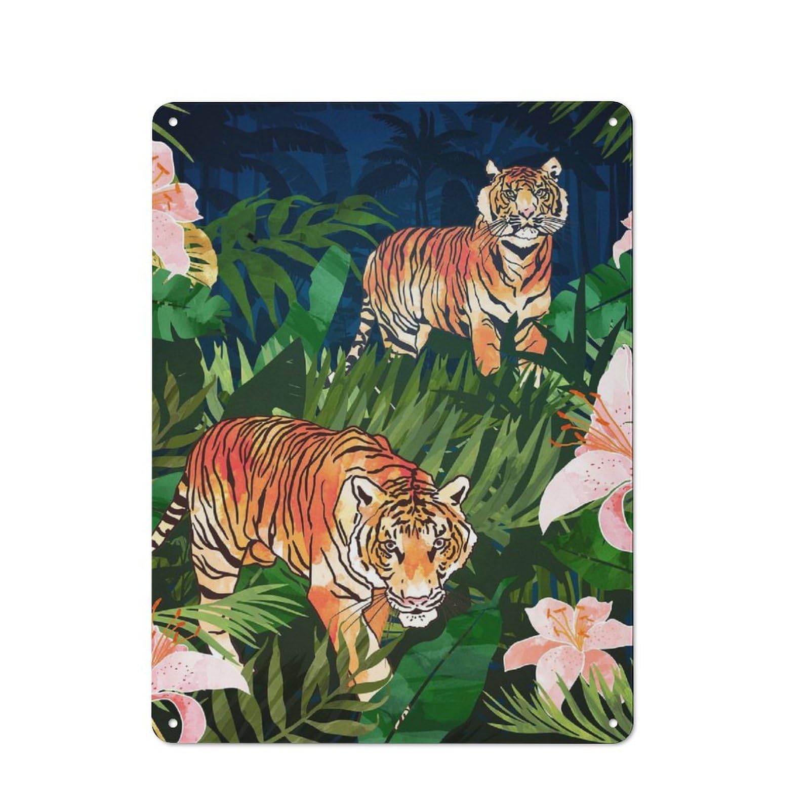 Junmoney Style-4 Tin Wall Plaque 40X30cm With Tiger Dream For Garage Wall, Suited To People Furnishing A Garage