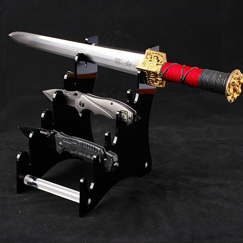 Miniatura 8 de WANLIAN Soporte de daga Soporte para cuchillos de caza Soporte de cuchillo de hoja fija Soporte de exhibición de mesa de acrílico sostiene 6