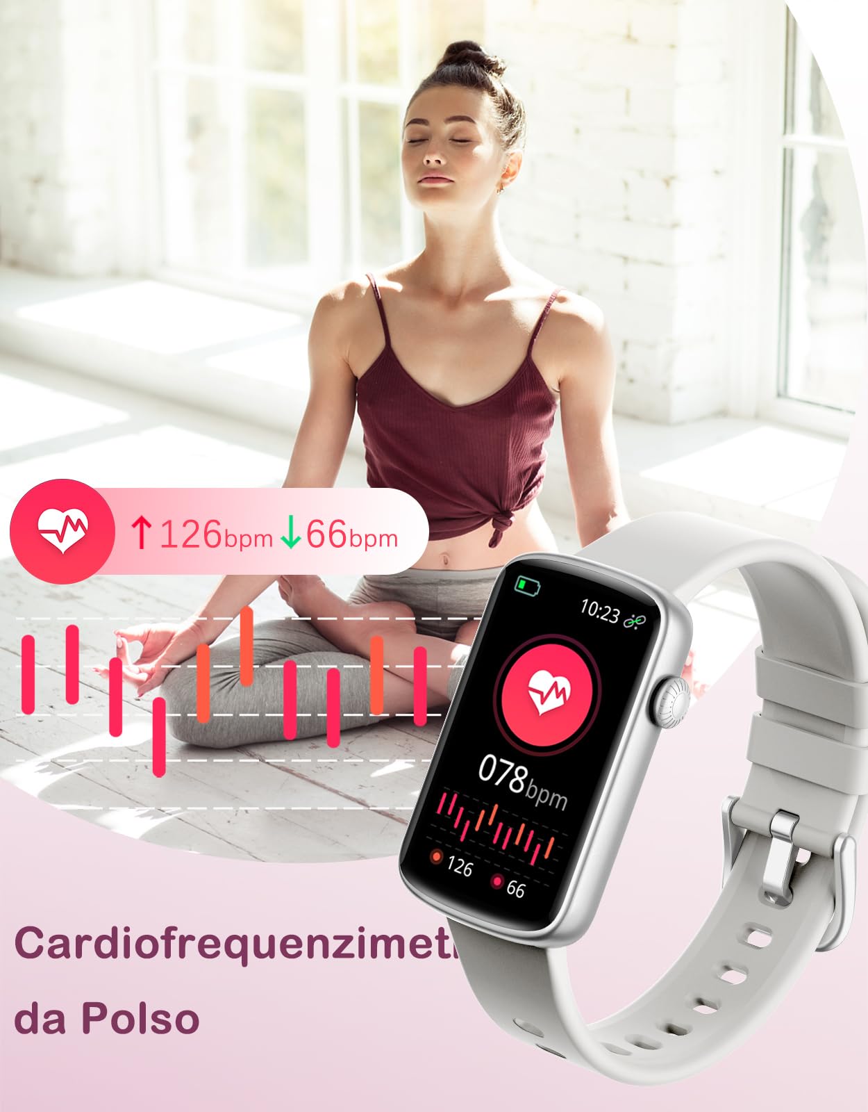 SHANG WING Orologio Smartwatch Donna Orologio Sport Fitness Cardiofrequenzimetro Ossigenazione del Sangue Conta Passi e Calorie Controllo Sonno Controllo fotocamera Previsioni Meteorologiche Grigio