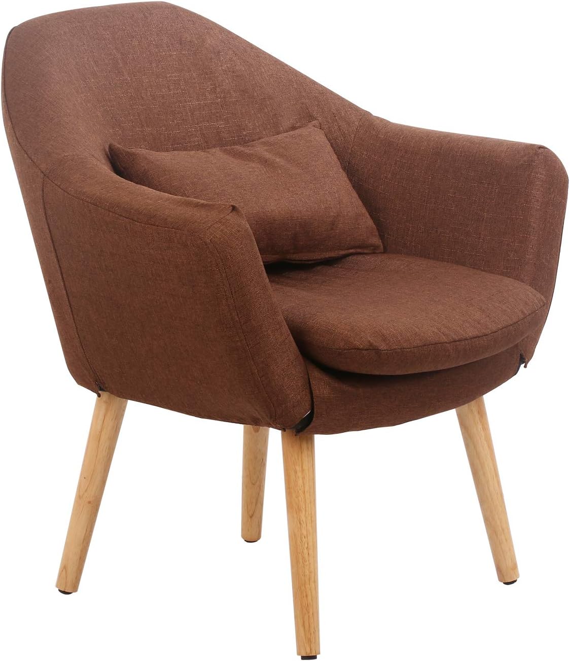 Glenmore Fabric Tub Chairs for Living Room Linen Armchair Occasional Chair Office Chair Modern Style Brown JRG3