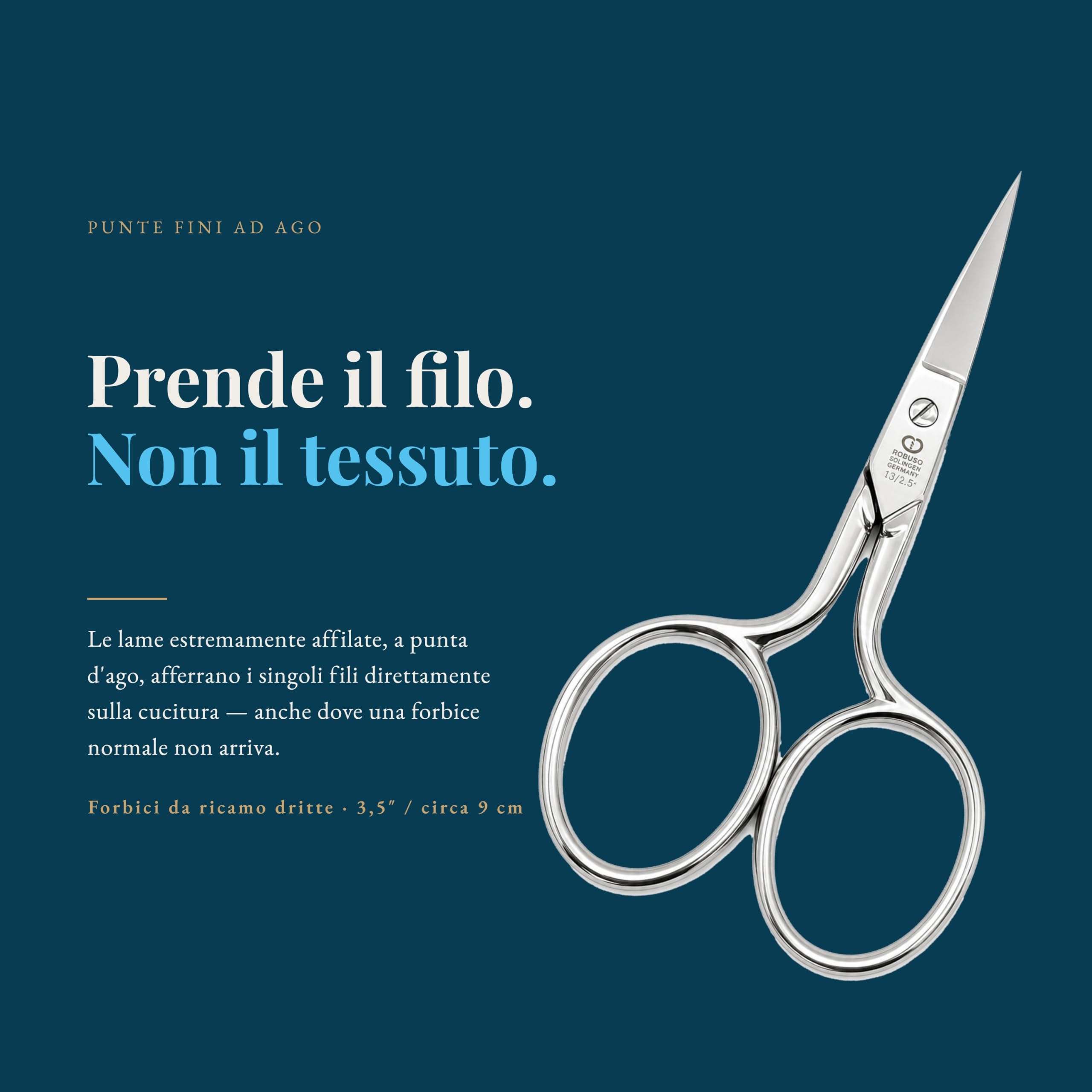 Forbici per ricamo e tessitura, 13/E/3,5", made in (9 cm)