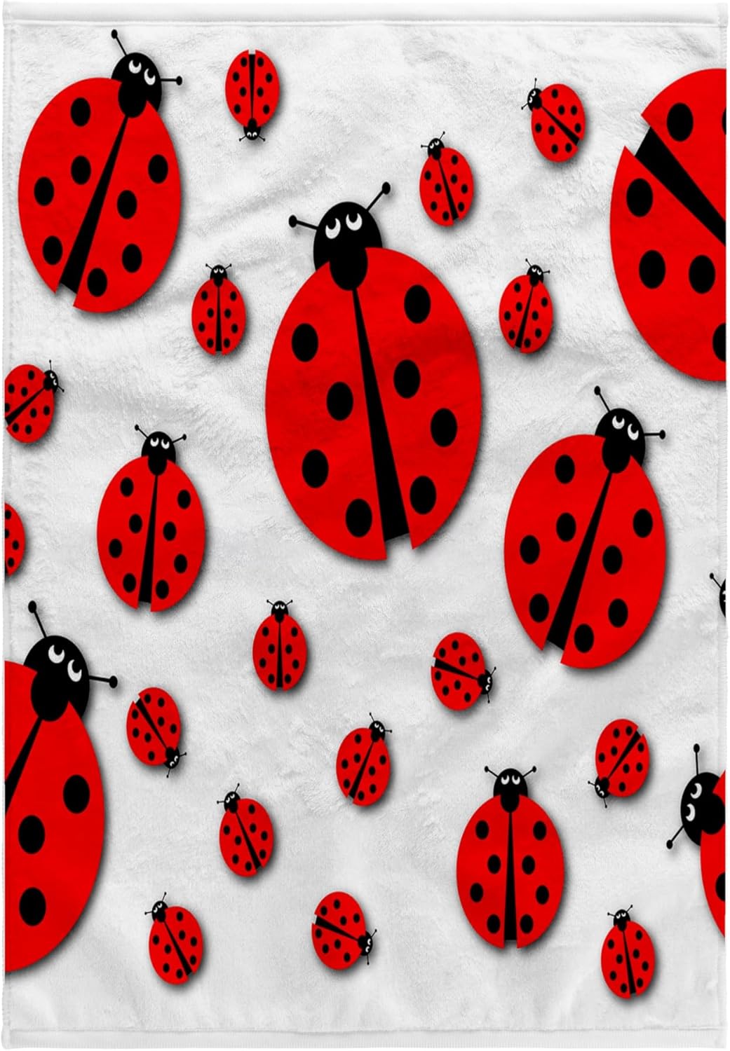 3dRose Many Different Sized Ladybugs on White Background. 22x30 Bath Hand Pool Towel