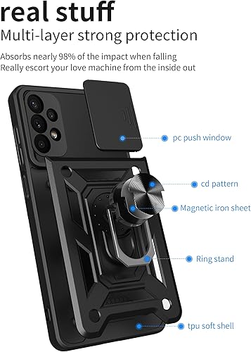 Miniatura 2 de RJYWSQH Para Samsung Galaxy A32 5G Caso Caja Del Teléfono Con Protector De Pantalla Para Samsung Galaxy A32 5G - Negro