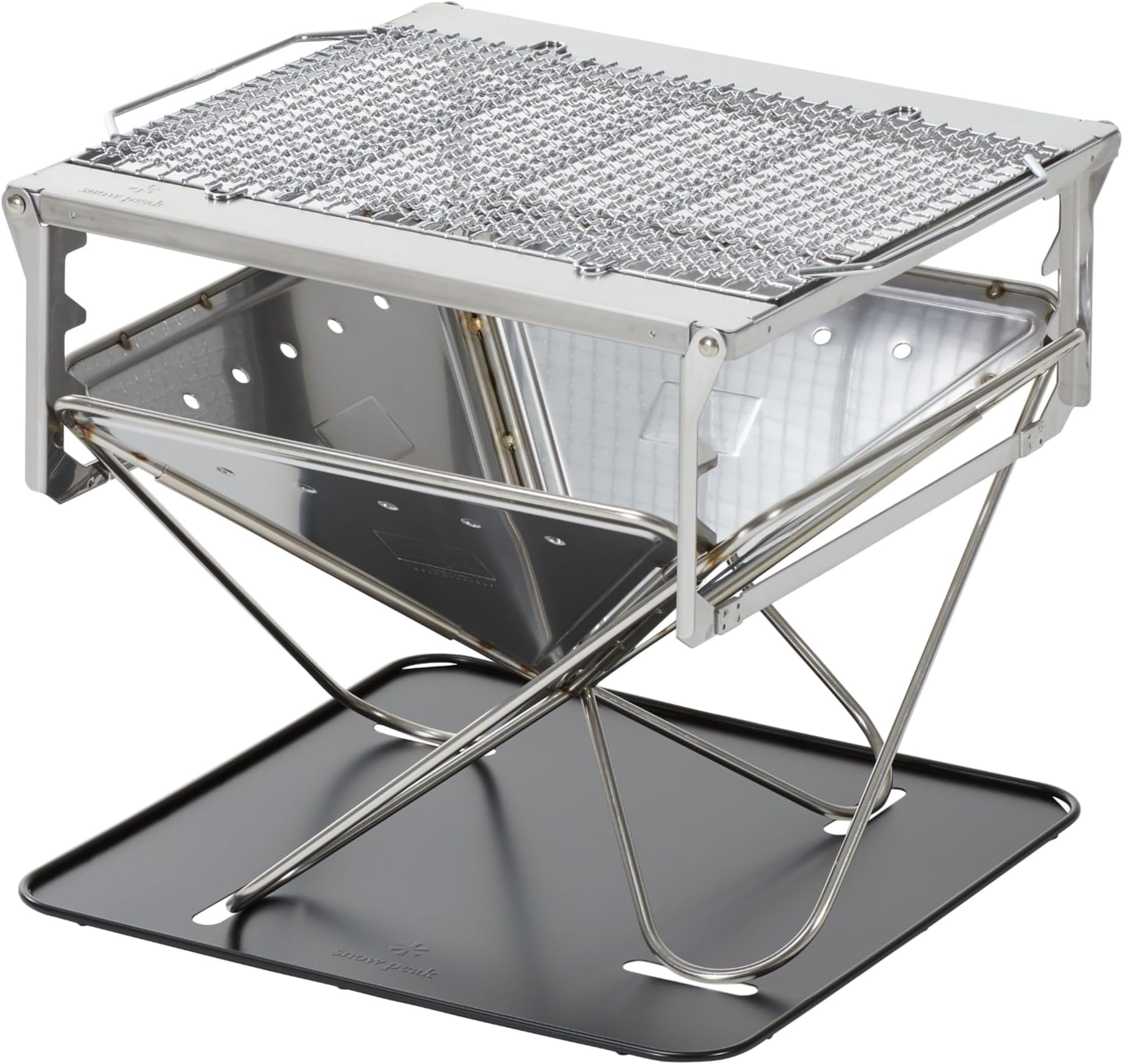 Snow Peak Portable Fire Pit & Grill for Camping, Patio & Outdoor Cooking | Foldable Stainless Steel, Durable Construction, Portable Design, Ideal for Camping, Backyard & Patio Use
