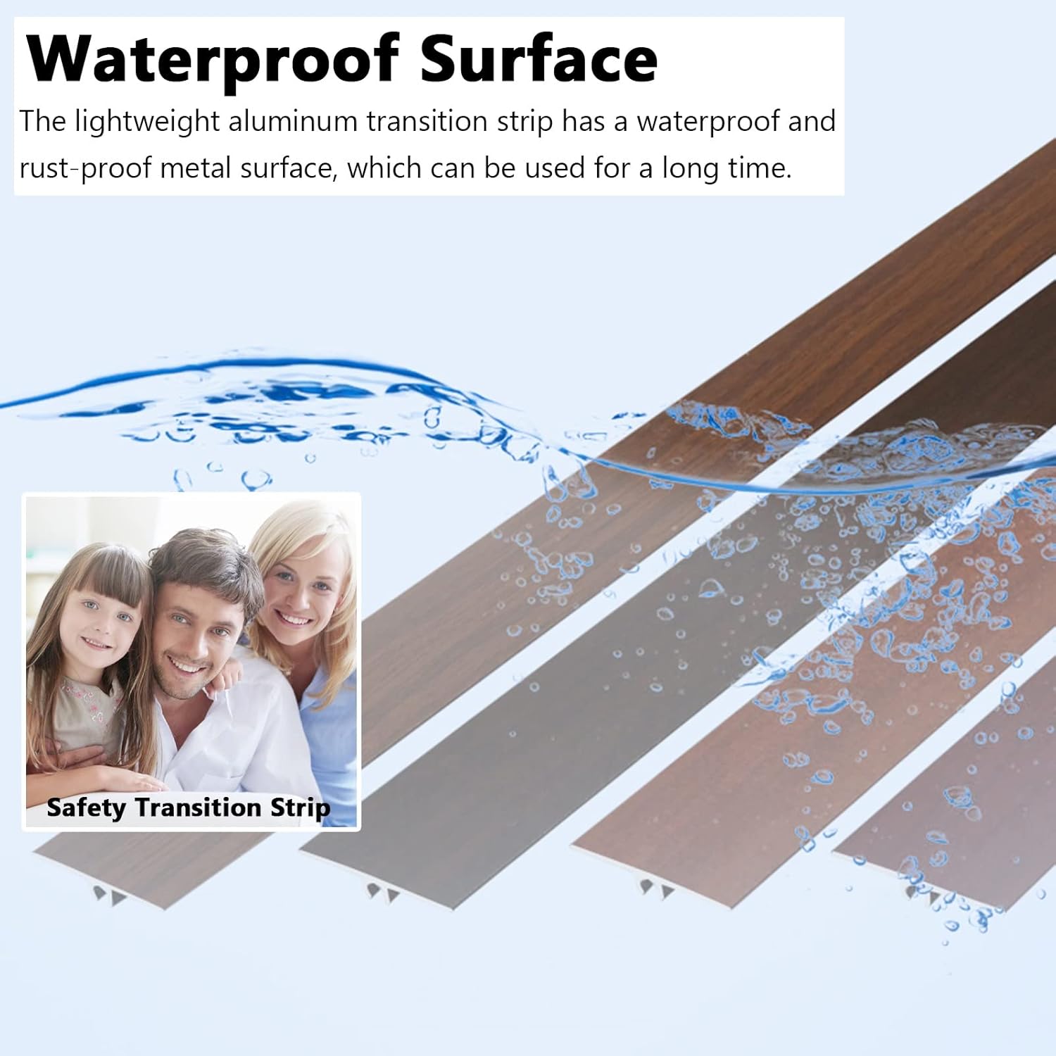 ETULLE T Molding Transition Strip, Flat Carpet Edge Trim Wide 40mm Metal Threshold Strips with Wood Effect, Large Gap Cover for Floor to Tile (Color : Style 4, Size : Length 90cm (35.4in))