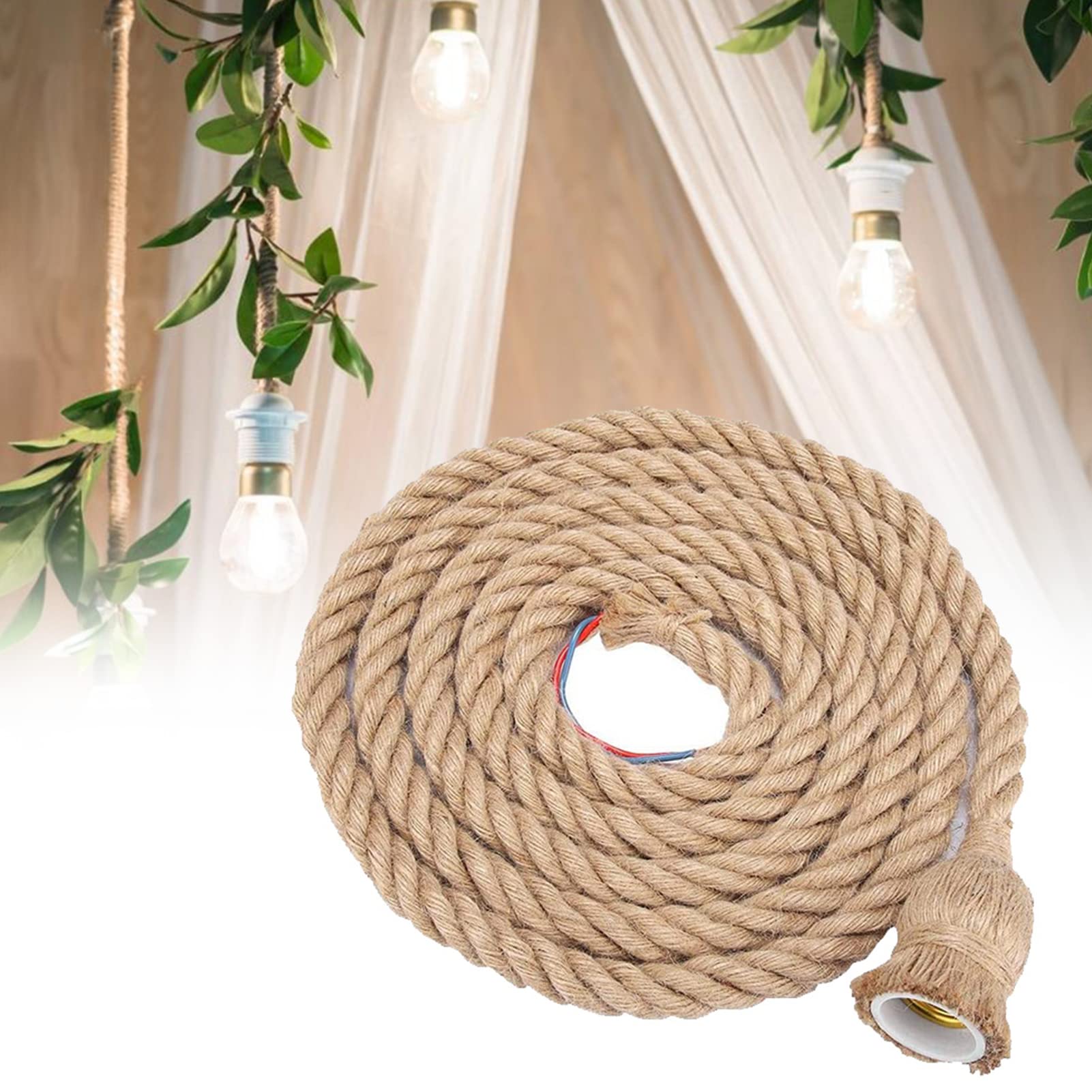 Corde Électrique Chanvre Vintage 2m - Support Ampoule Lampe Suspendue