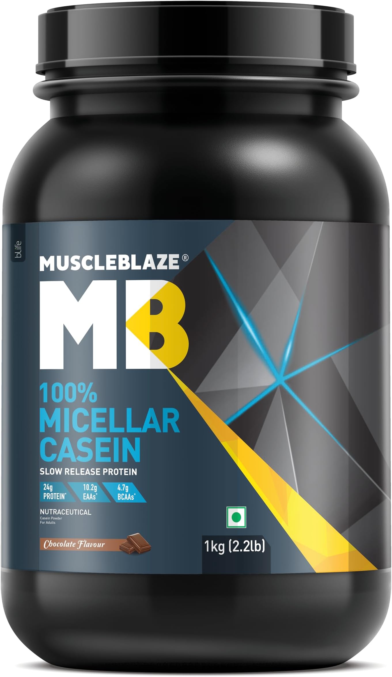 MuscleBlaze 100% Micellar Casein (Chocolate, 1 kg / 2.2 lb)