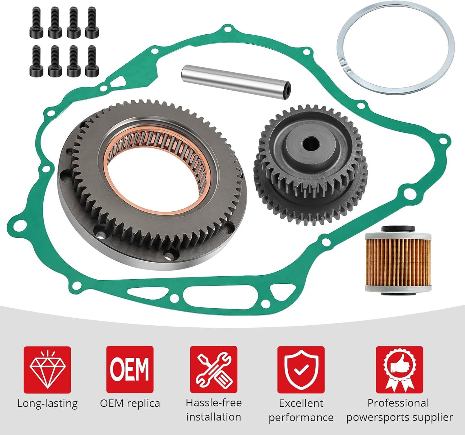 JAVIK Starter Clutch & Idler Gear Shaft Gasket Fit for Yamaha V-Star 1100 Custom XVS1100 1999-2009, OEM#99999-03908-00 5EL-15517-11-00