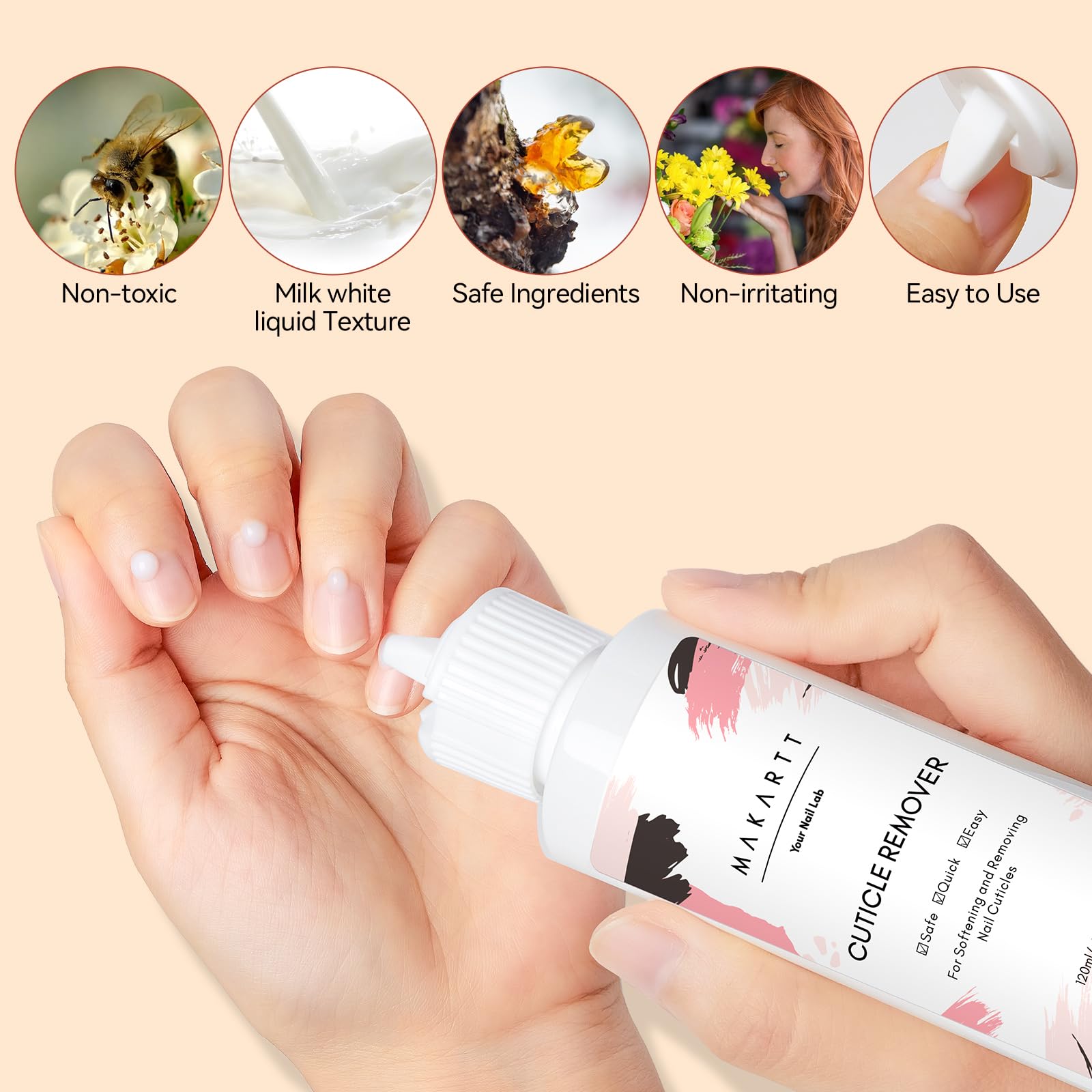 Makartt Kit de Remover de Cuticules avec coupe cuticules, lime à ongles pour stylo à huile de cuticules et liquide dissolvant de cuticules de 120 ML,Set de manucure pour adoucir et hydrater