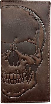 Biker Motorcycle Skull Wallet for Men Card Holder Wallet PurseLeather Long Wallet